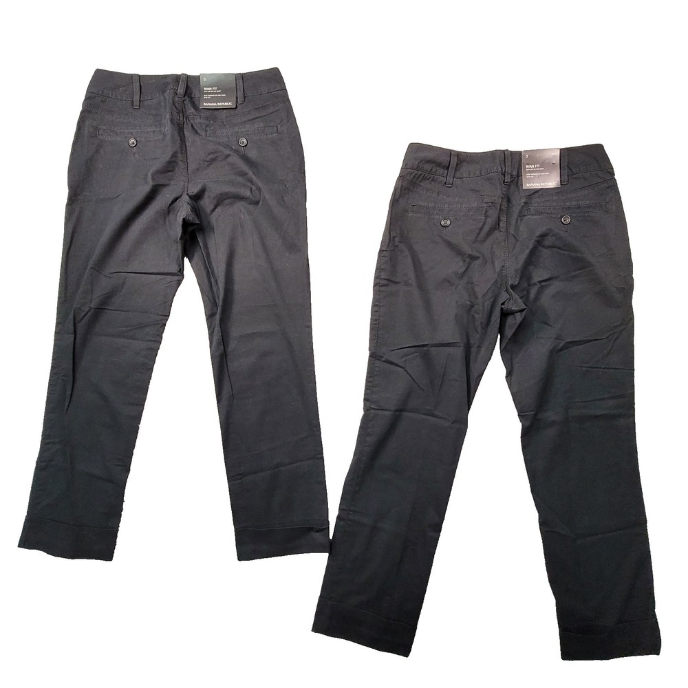 Banana‎ Republic Ryan Fit Pants Womens 0 Black Stretch Straight Leg Trousers